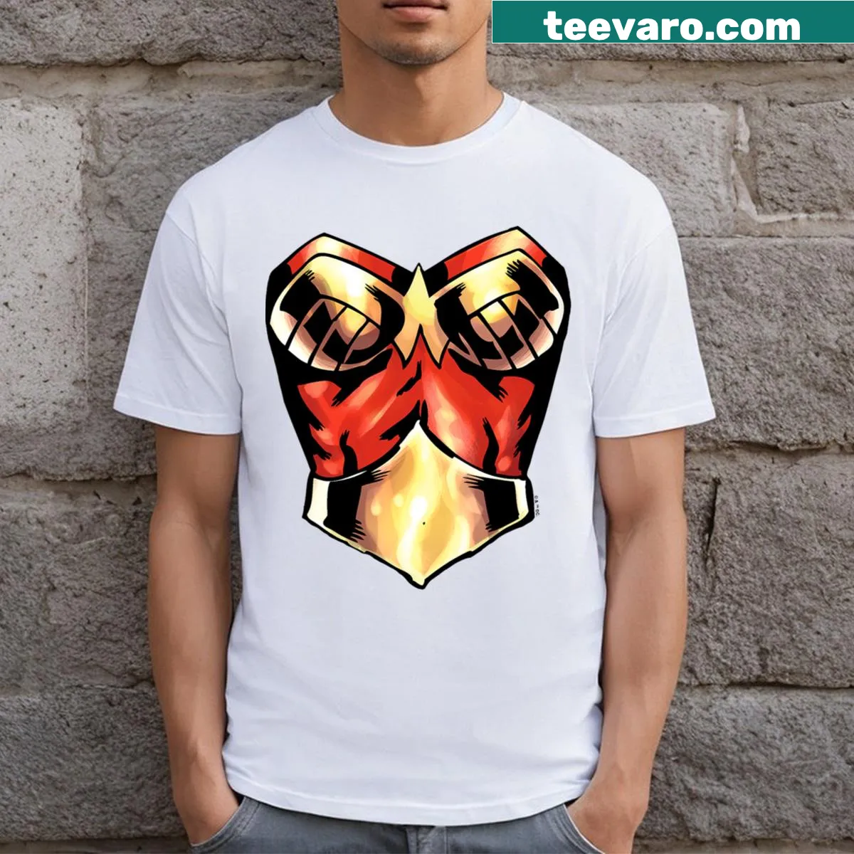 Playful Wonder Woman graphic on a humorous T-shirt — on a men's t-shirt