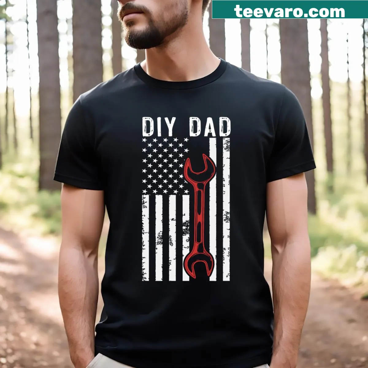 Funny DIY dad t-shirt featuring an American flag design — on a men's t-shirt