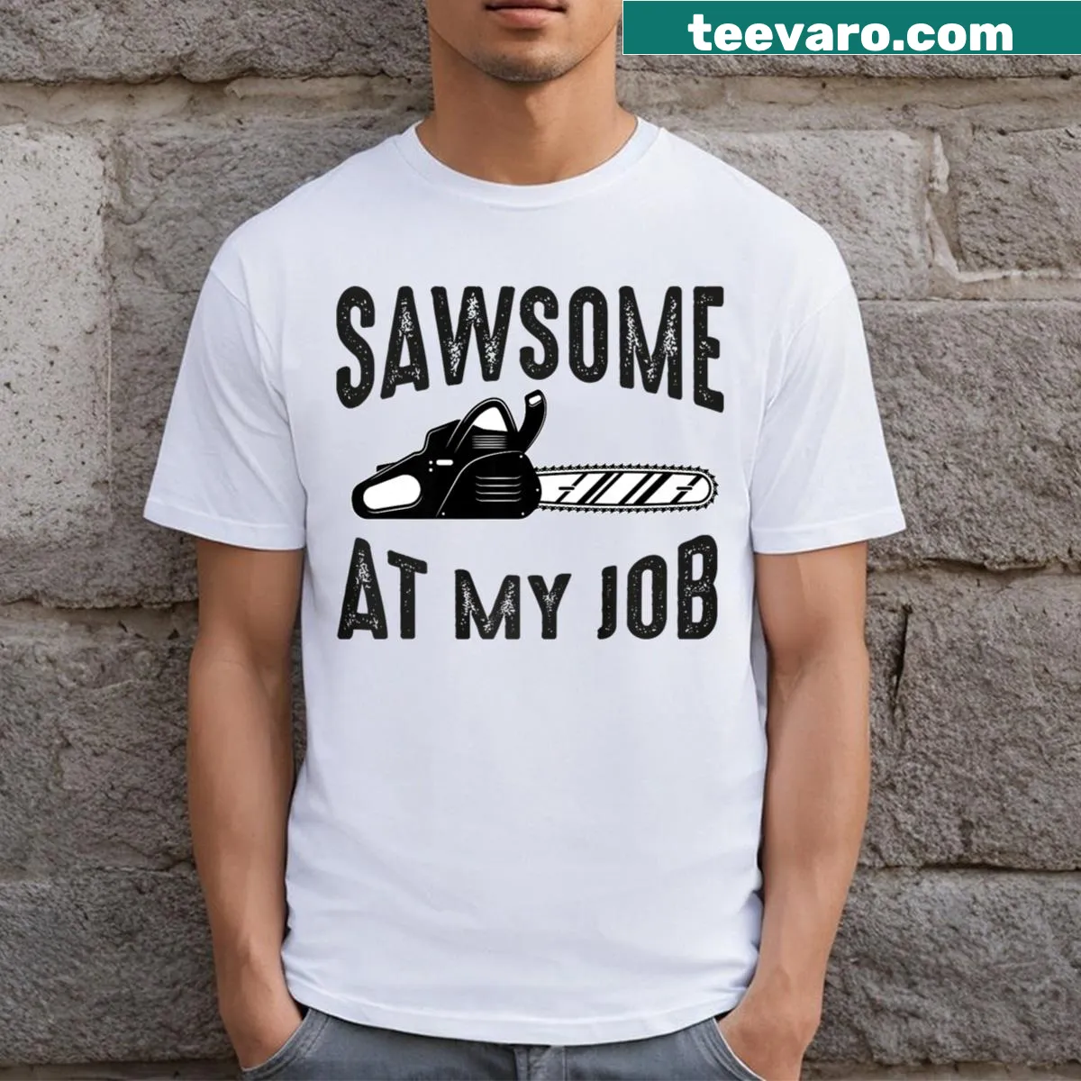 Funny lumberjack arborist T-shirt for tree surgeons — on a men's t-shirt