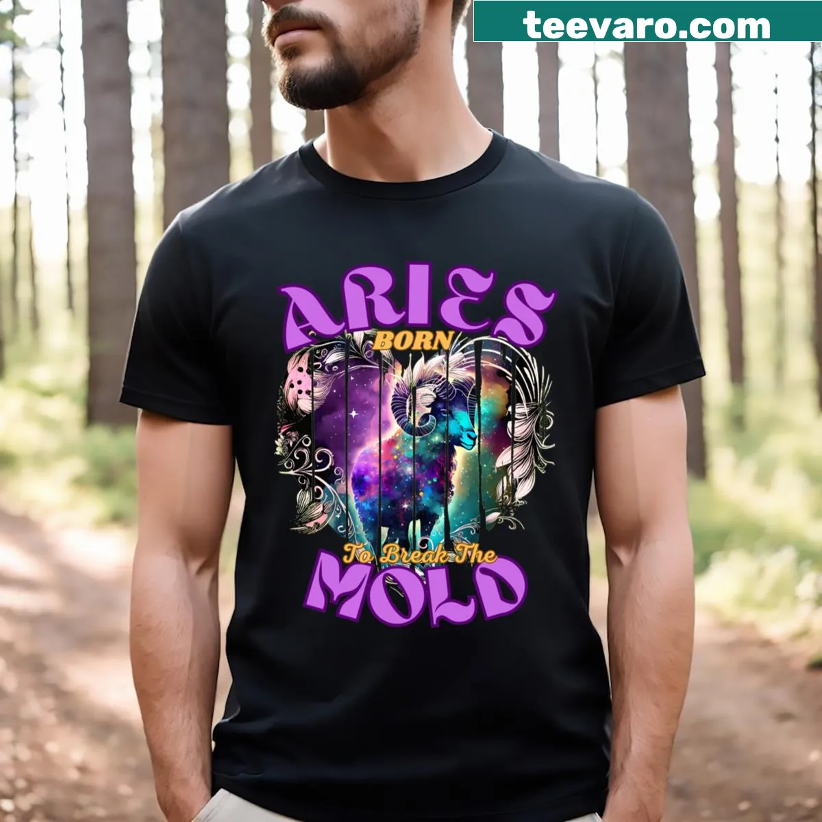 Playful Aries t-shirt with an inspiring saying for everyday wear — on a men's t-shirt