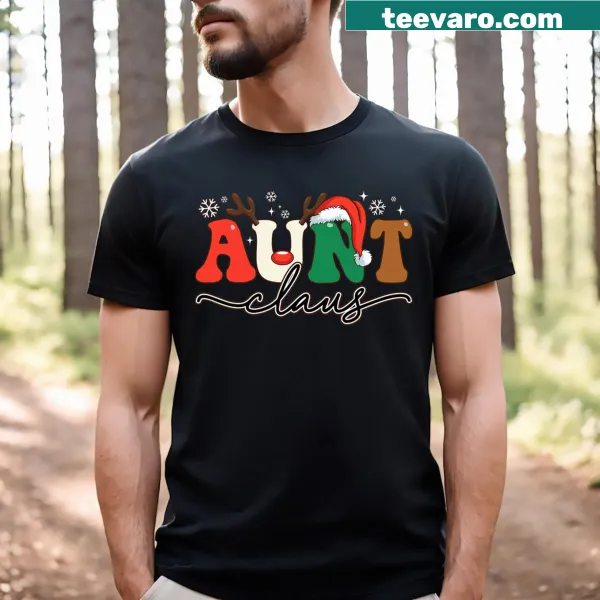 Groovy Aunt Claus Christmas T-shirt for family matching