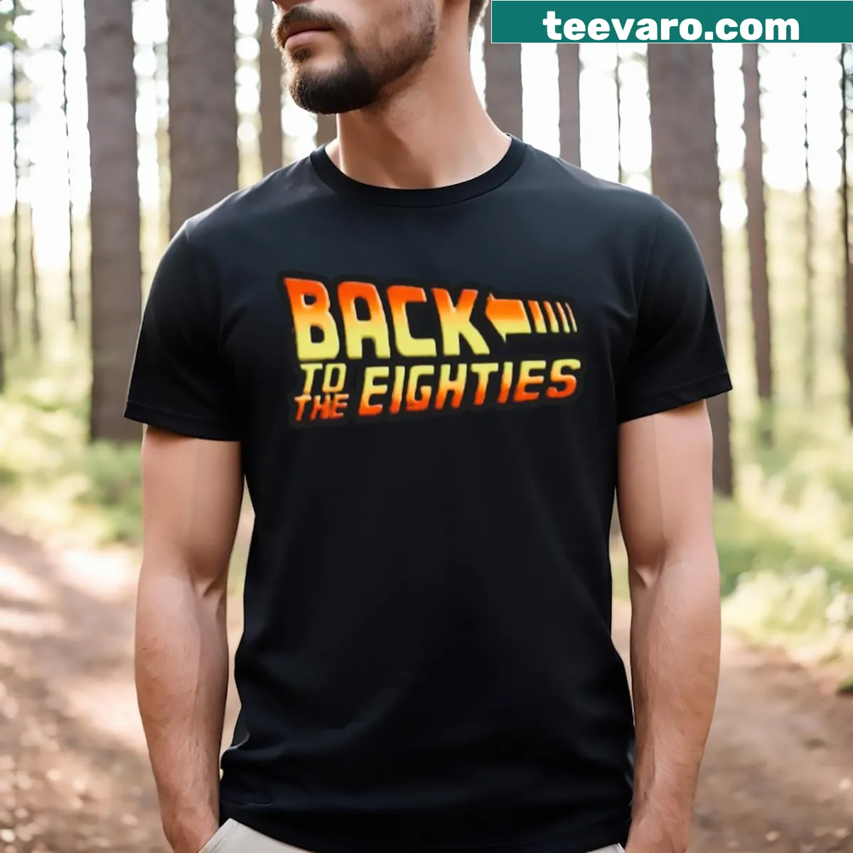 Vintage-style T-shirt celebrating the 1980s with retro typography — on a men's t-shirt