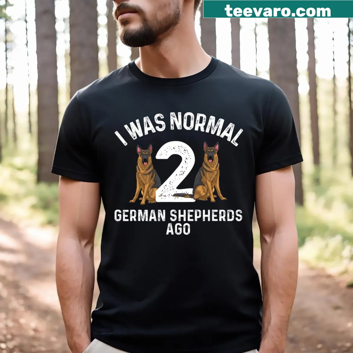 Illustrated German Shepherd design on a dog lover's t-shirt — on a men's t-shirt