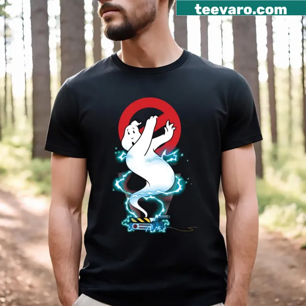 Illustrated Ghostbusters T-shirt featuring playful ghost graphics