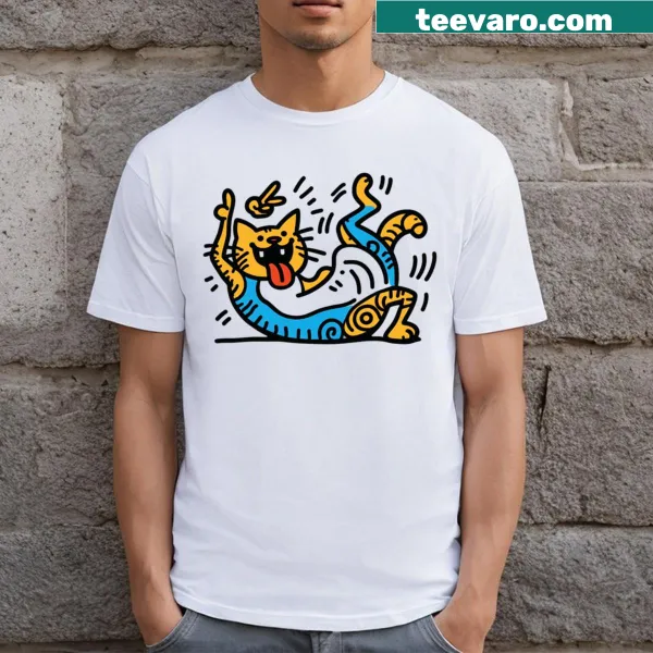 Cute t-shirt with a dancing cat graphic for cat lovers