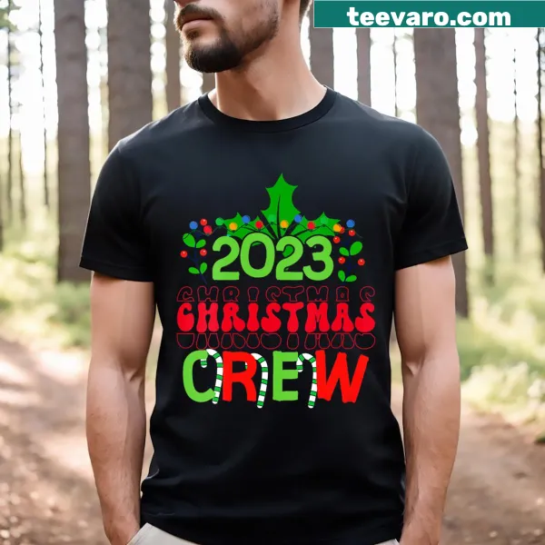 Cheerful Christmas Crew T-shirt with lights design