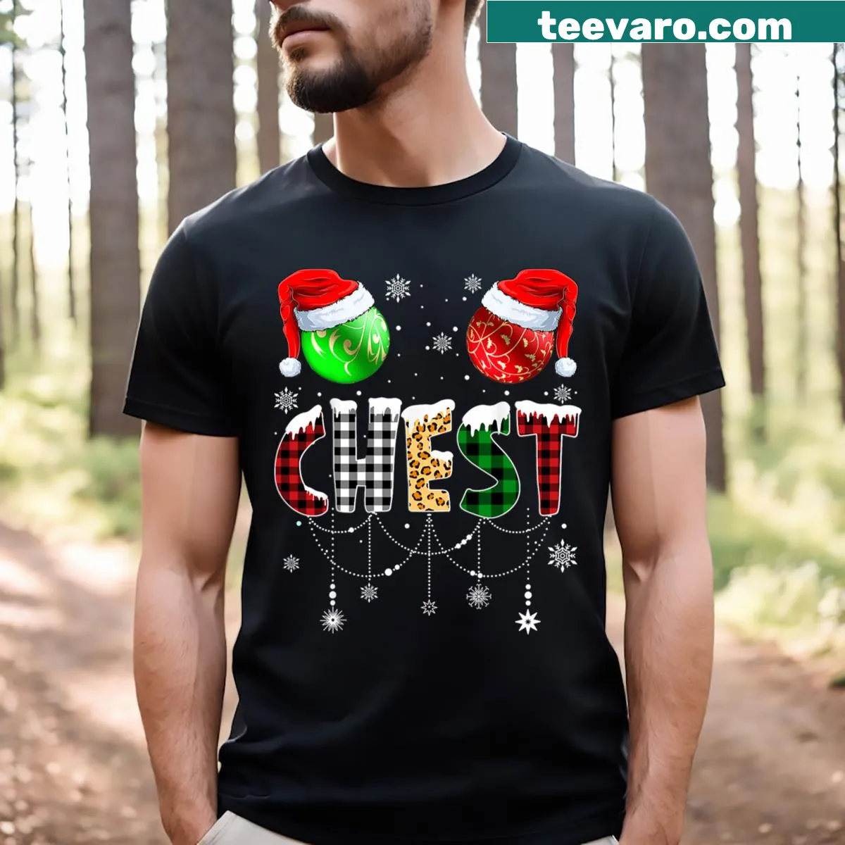 Chestnuts design T-shirt for couples celebrating Christmas — on a men's t-shirt