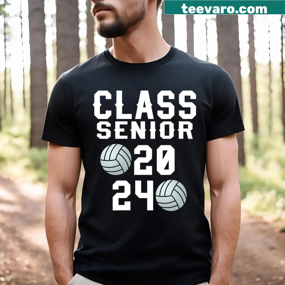 Class of 2024 Senior Volleyball V-neck T-shirt for graduates — on a men's t-shirt