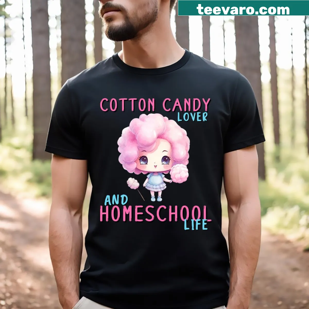 Cute candy-themed T-shirt for kids enjoying homeschool life — on a men's t-shirt