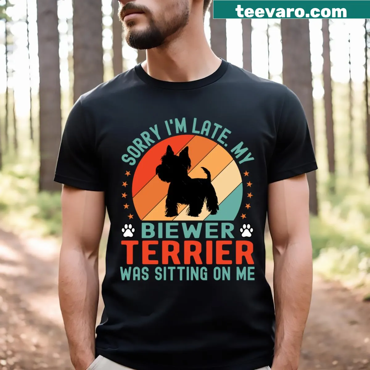 Funny illustration of a Biewer Terrier on a t-shirt — on a men's t-shirt