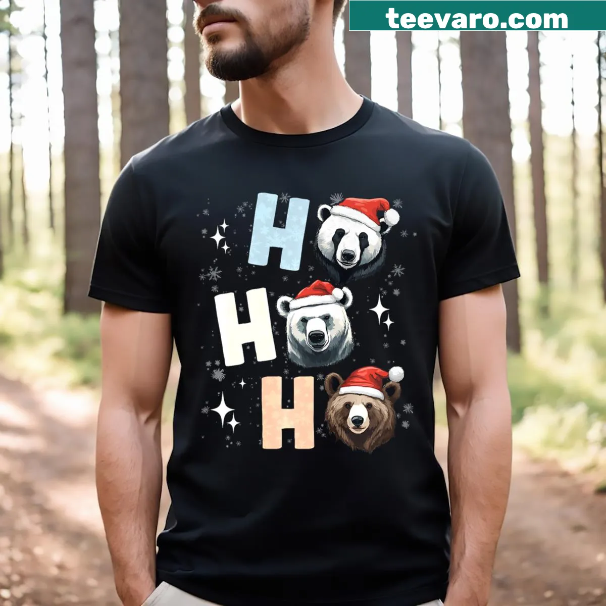 Funny wildlife graphic T-shirt with Christmas themes — on a men's t-shirt