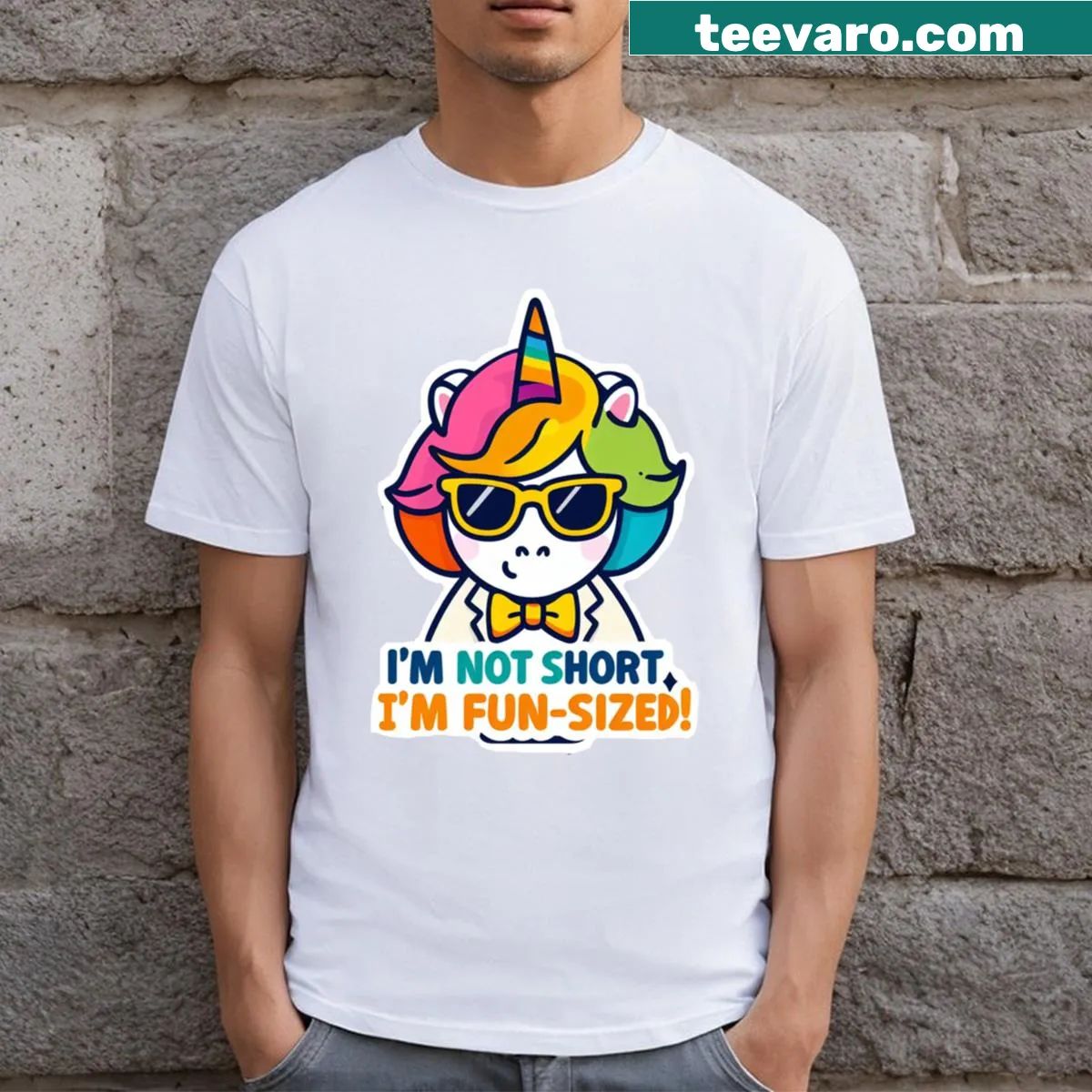 Kids T-shirt featuring a funny unicorn and humorous meme graphic — on a men's t-shirt
