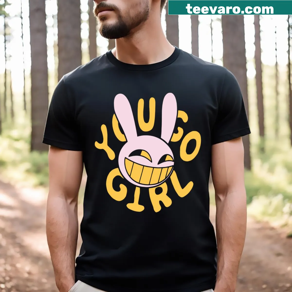 T-shirt featuring playful graphics of a digital circus — on a men's t-shirt
