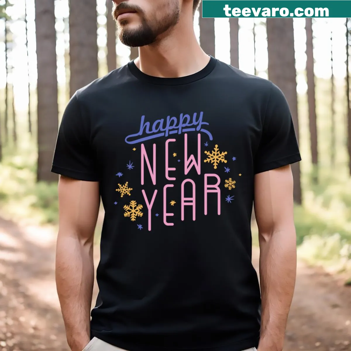 Funny New Year themed t-shirt with playful graphics and humorous designs — on a men's t-shirt