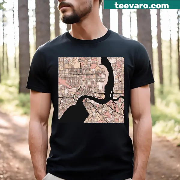Jacksonville map pattern T-shirt with detailed illustration