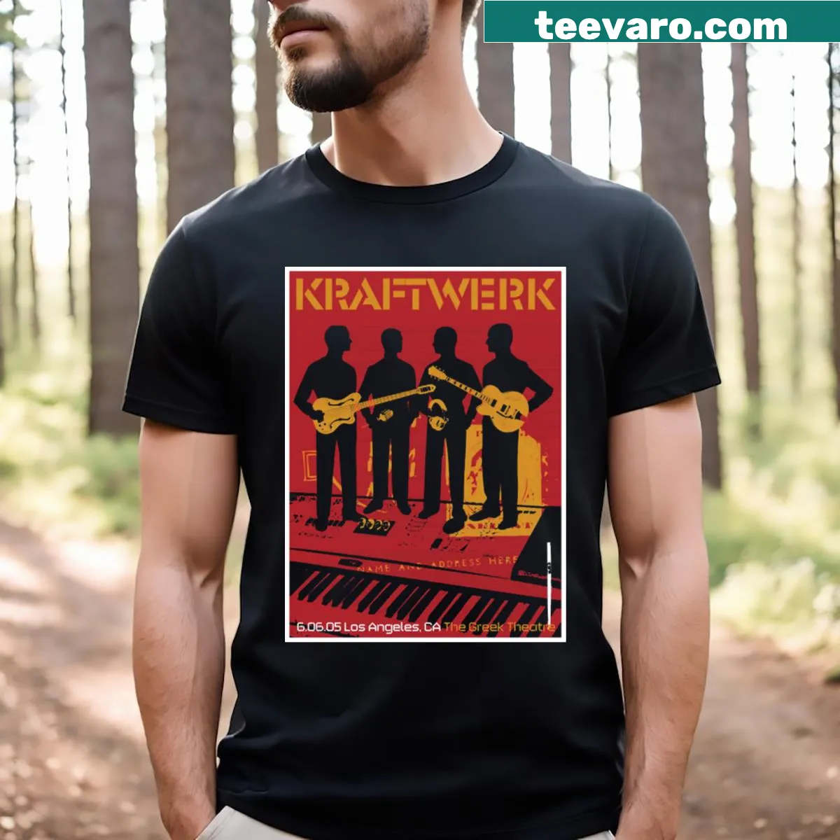 Vintage Kraftwerk T-shirt inspired by Los Angeles performances — on a men's t-shirt