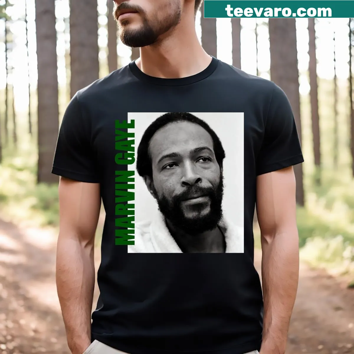 Retro aesthetic Marvin Gaye fan art tee inspired by the 90s — on a men's t-shirt