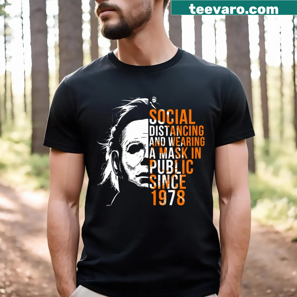 Retro T-shirt featuring Michael Myers with a humorous tagline — on a men's t-shirt