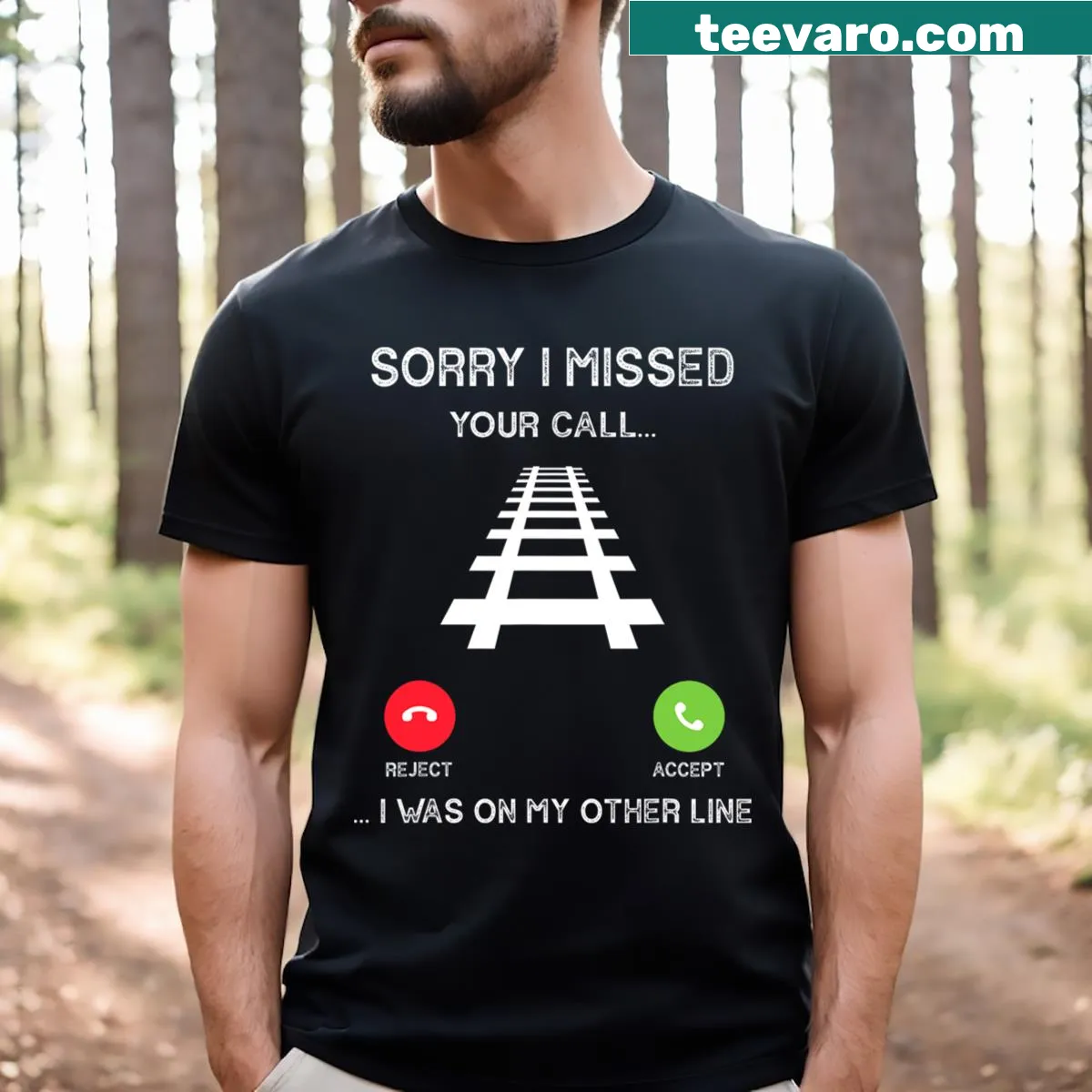 Funny train lovers t-shirt with a playful saying — on a men's t-shirt