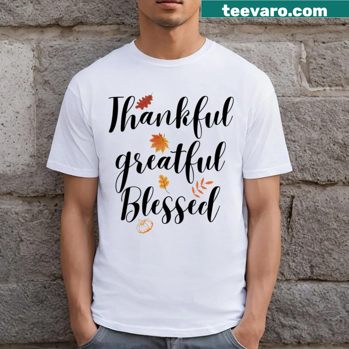 Thanksgiving T-shirt featuring heartwarming design and seasonal motifs — on a men's t-shirt
