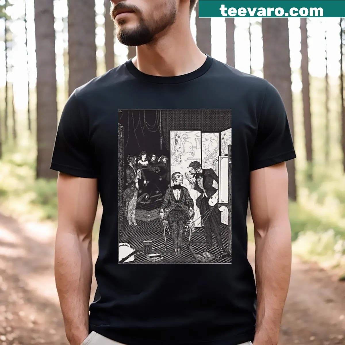 T-shirt featuring artwork from Harry Clarke's 'The Devil In The Belfry' — on a men's t-shirt