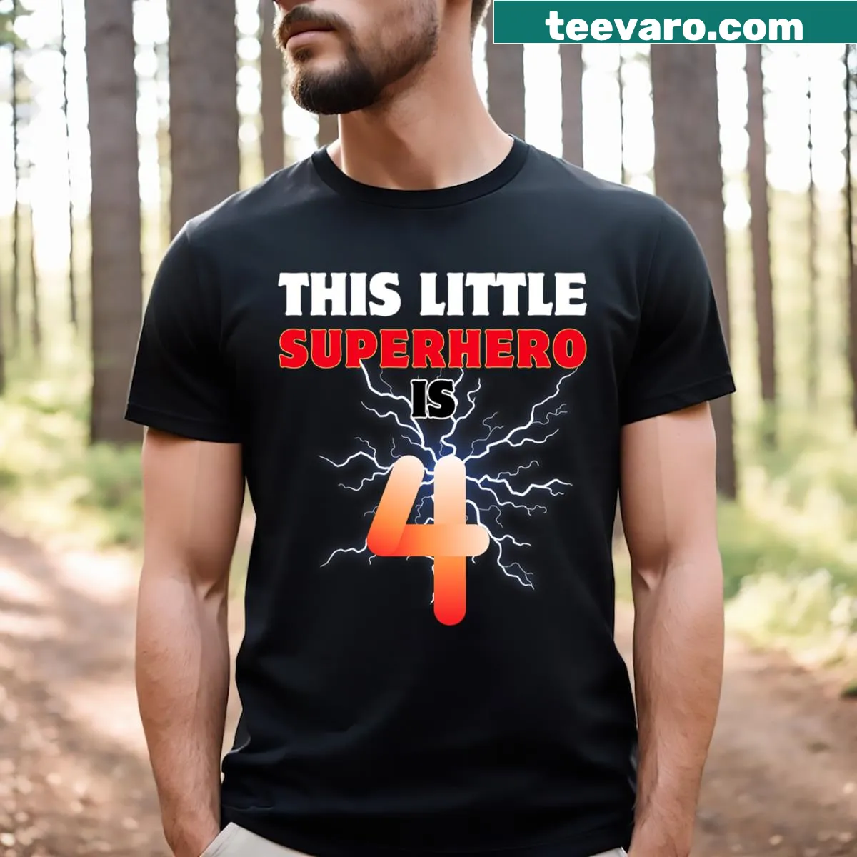 Kids Birthday T-shirt with superhero graphic and playful text — on a men's t-shirt