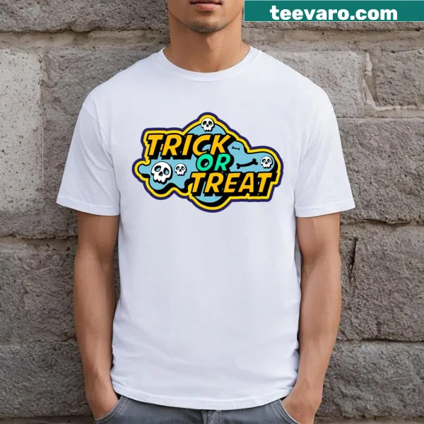 Funny Halloween T-shirt inviting trick-or-treating adventure