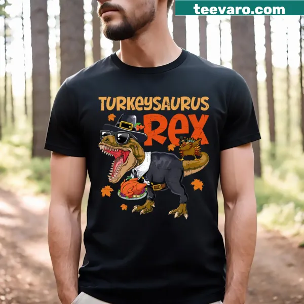 Toddler T-shirt with a dabbing Turkeysaurus Rex graphic