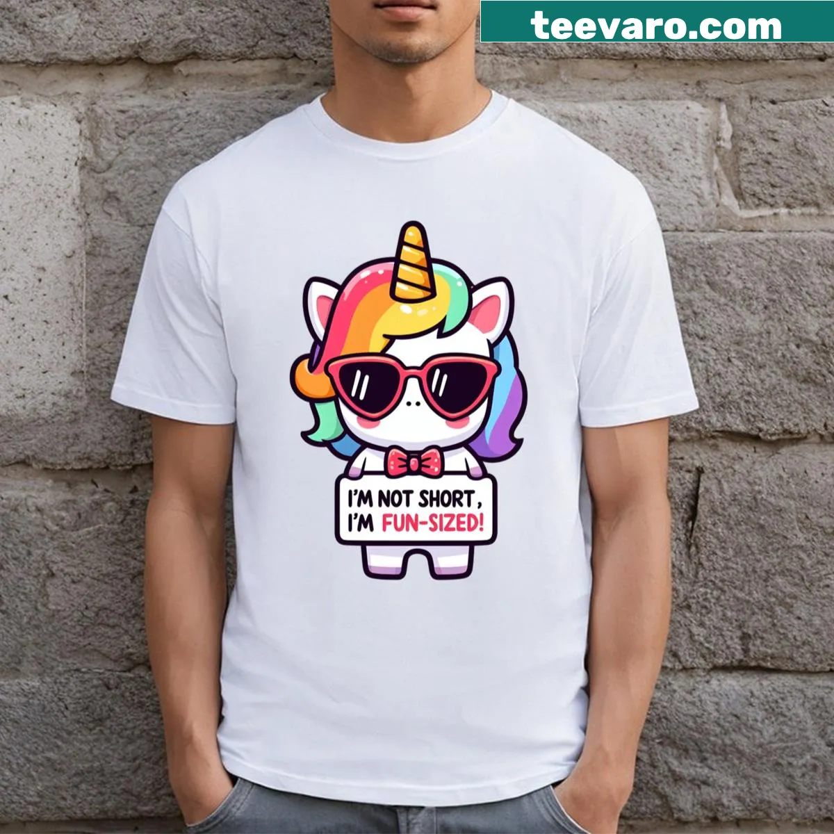 Funny kids T-shirt with a unicorn meme graphic — on a men's t-shirt