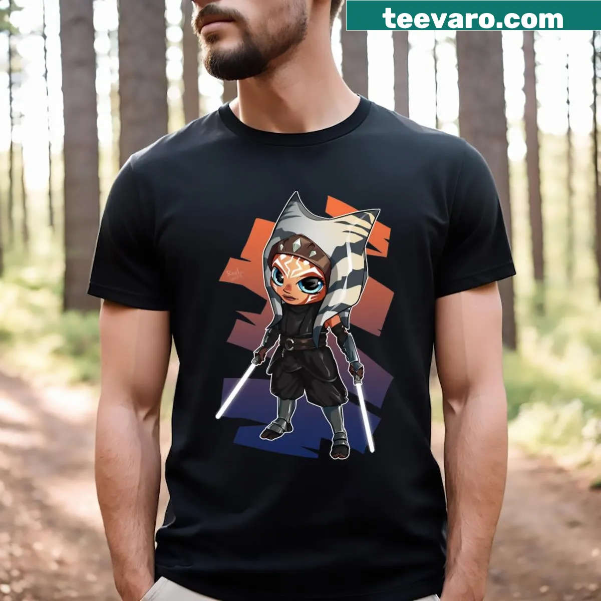 Stylish Ahsoka Tano graphic t-shirt for Star Wars fans — on a men's t-shirt