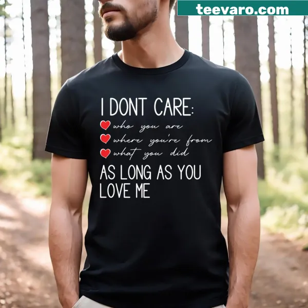 Funny typography t-shirt with 'I Don't Care' message