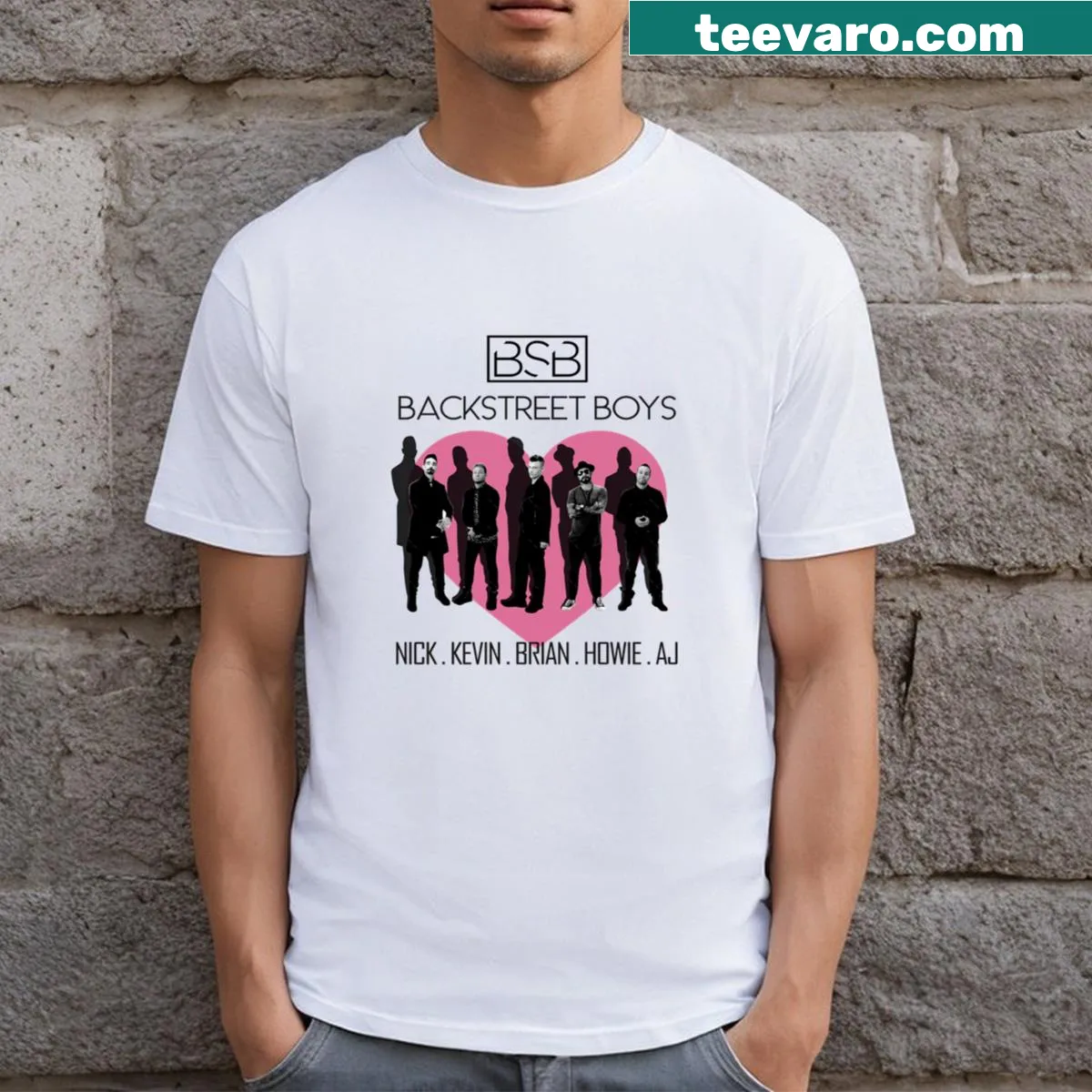 Cute t-shirt featuring a pink heart graphic for B Boys fans — on a men's t-shirt