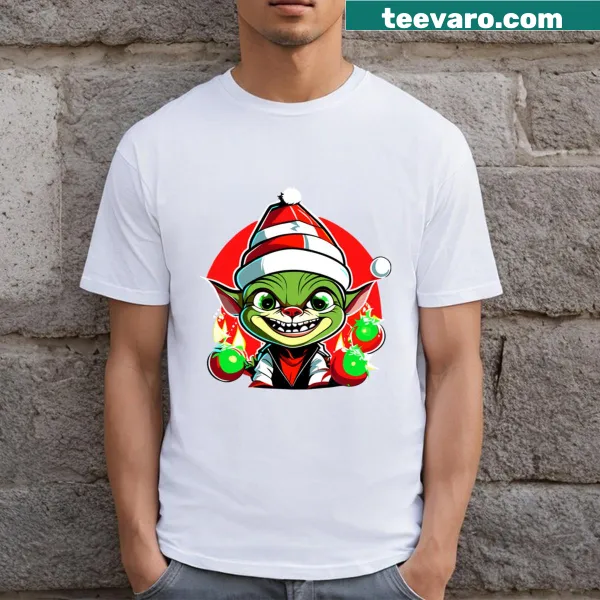 Smiling Baby Grinch Christmas T-shirt with cheerful graphic