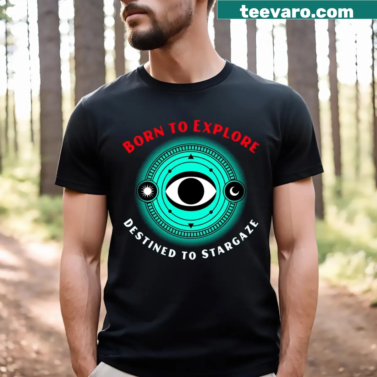 Inspirational T-shirt for astronomy lovers with exploration theme — on a men's t-shirt