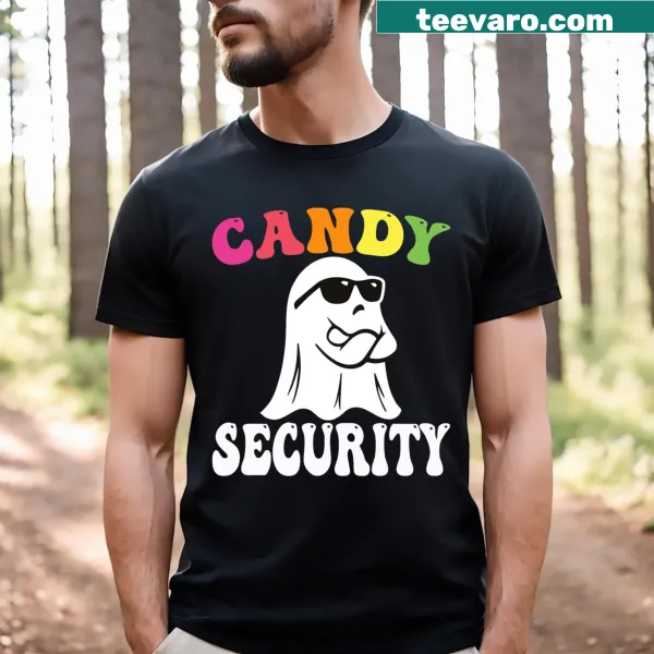 Funny Halloween t-shirt with graphic for 'Candy Security' theme