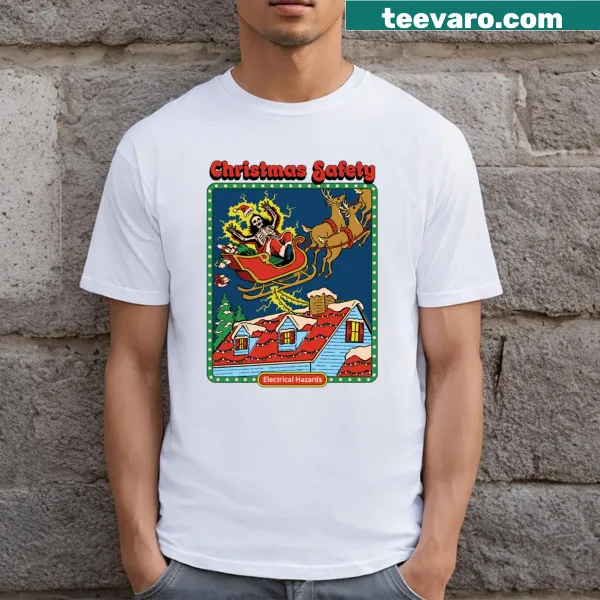 Safety-themed Christmas message on essential T-shirt