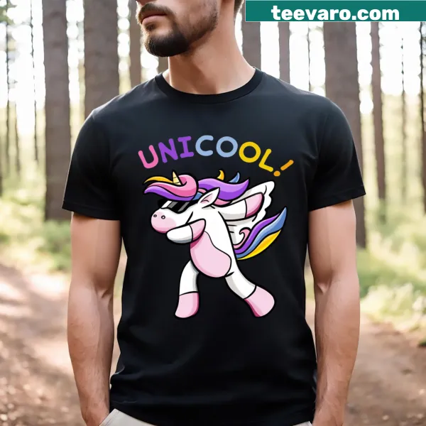 Cartoon unicorn dancing in a street style graphic T-shirt