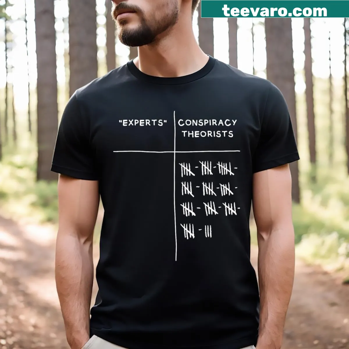 Edgy conspiracy theory illustration t-shirt for men — on a men's t-shirt
