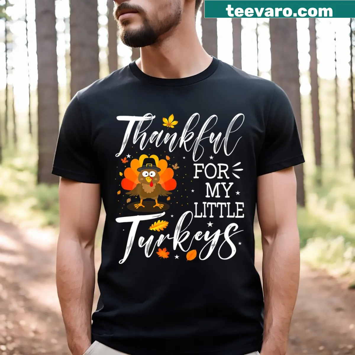 Thanksgiving shirt for teachers featuring playful turkey-themed typography — on a men's t-shirt