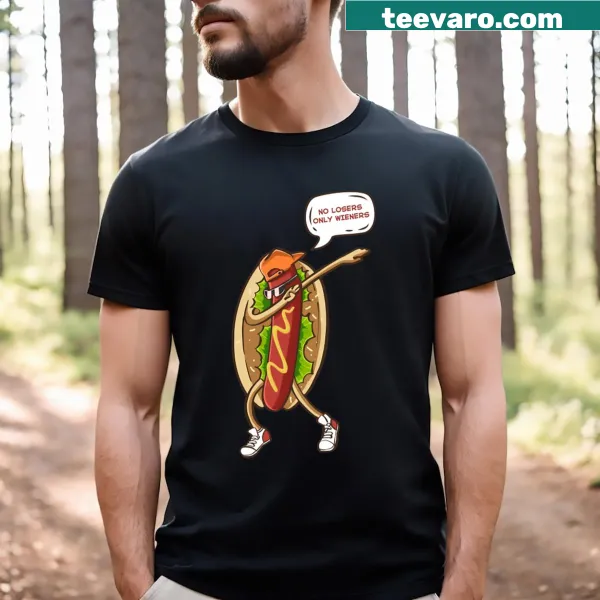 Funny hot dog dabbing graphic t-shirt