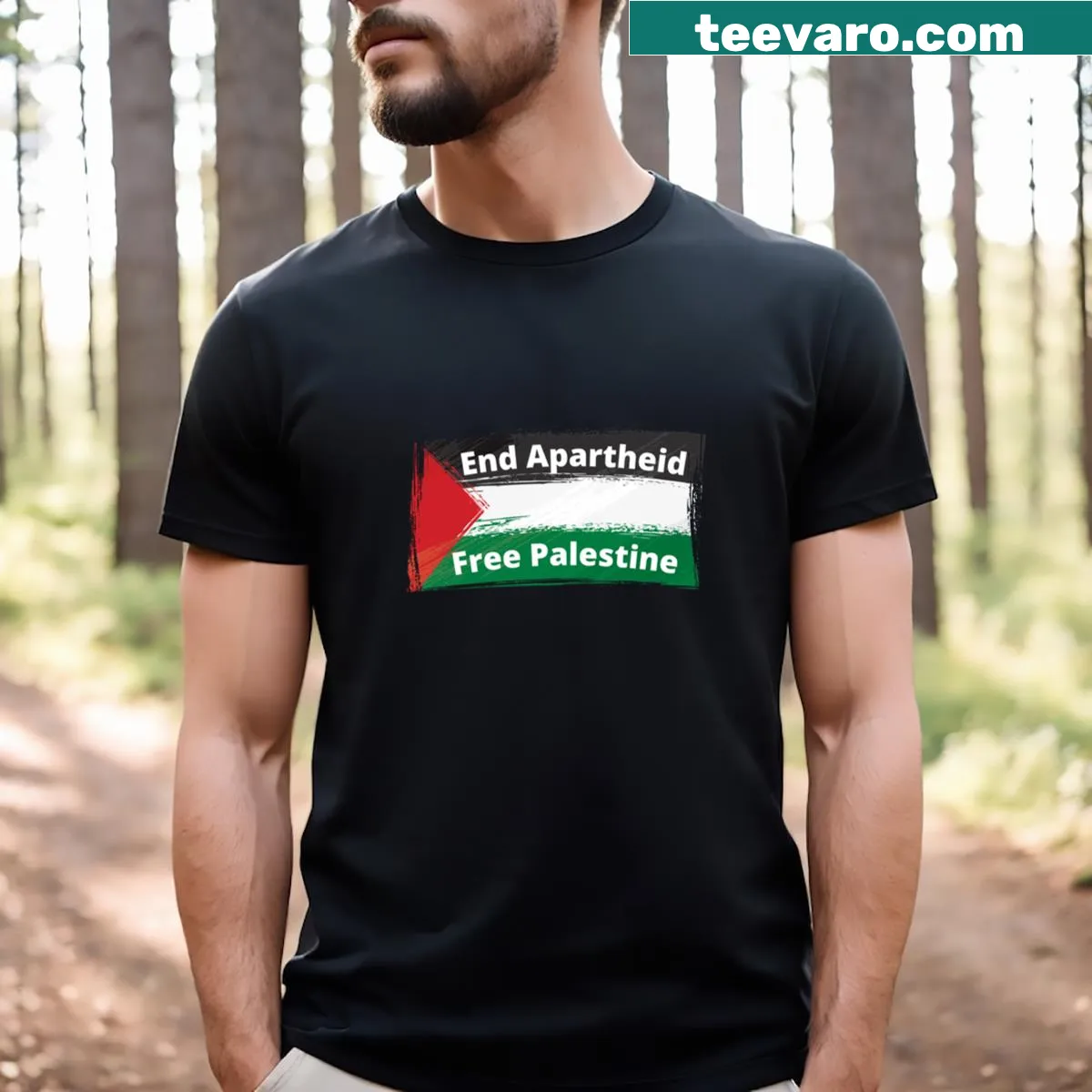 Essential shirt advocating for freedom and justice for Palestine — on a men's t-shirt