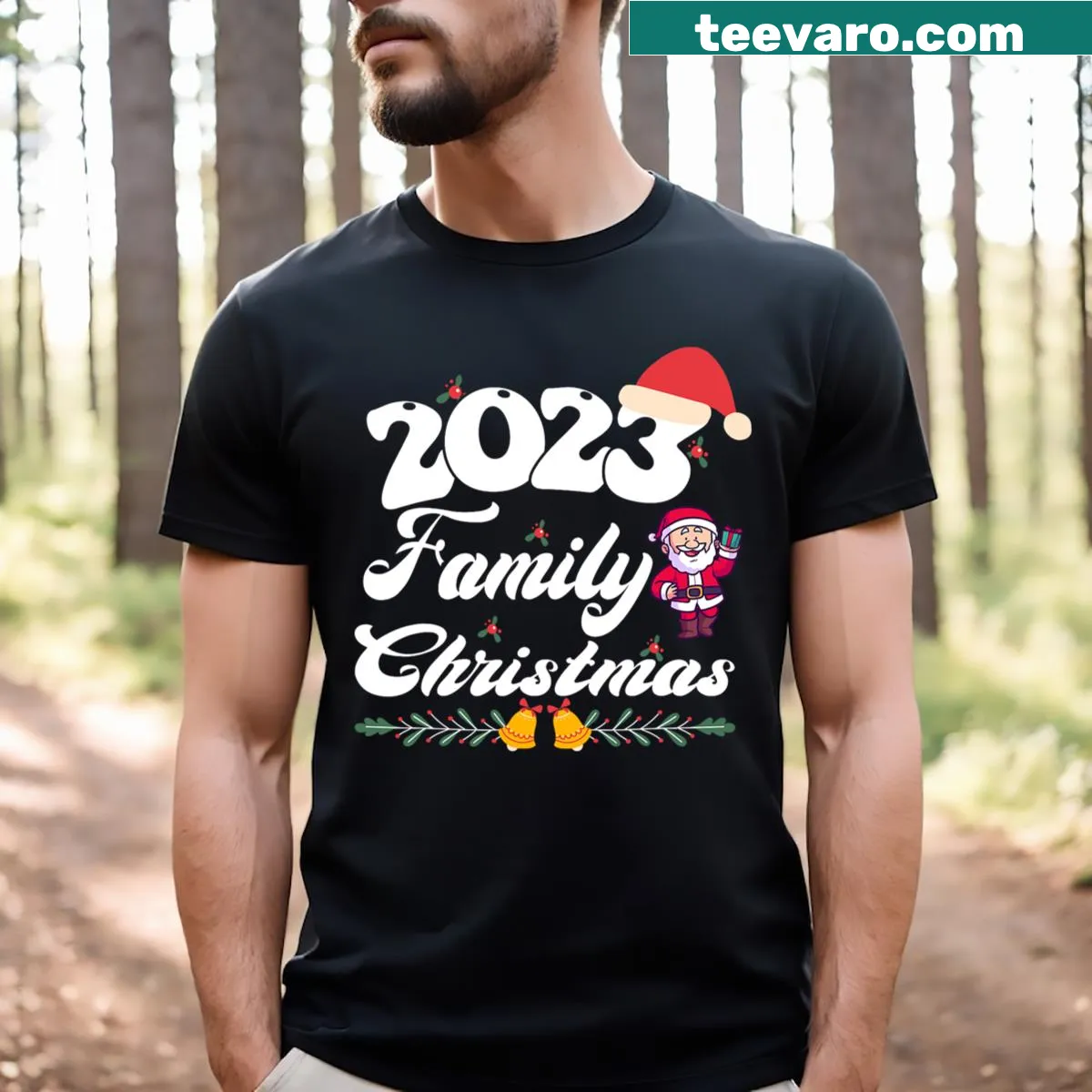 Matching family Christmas t-shirts for 2023 holiday celebrations — on a men's t-shirt