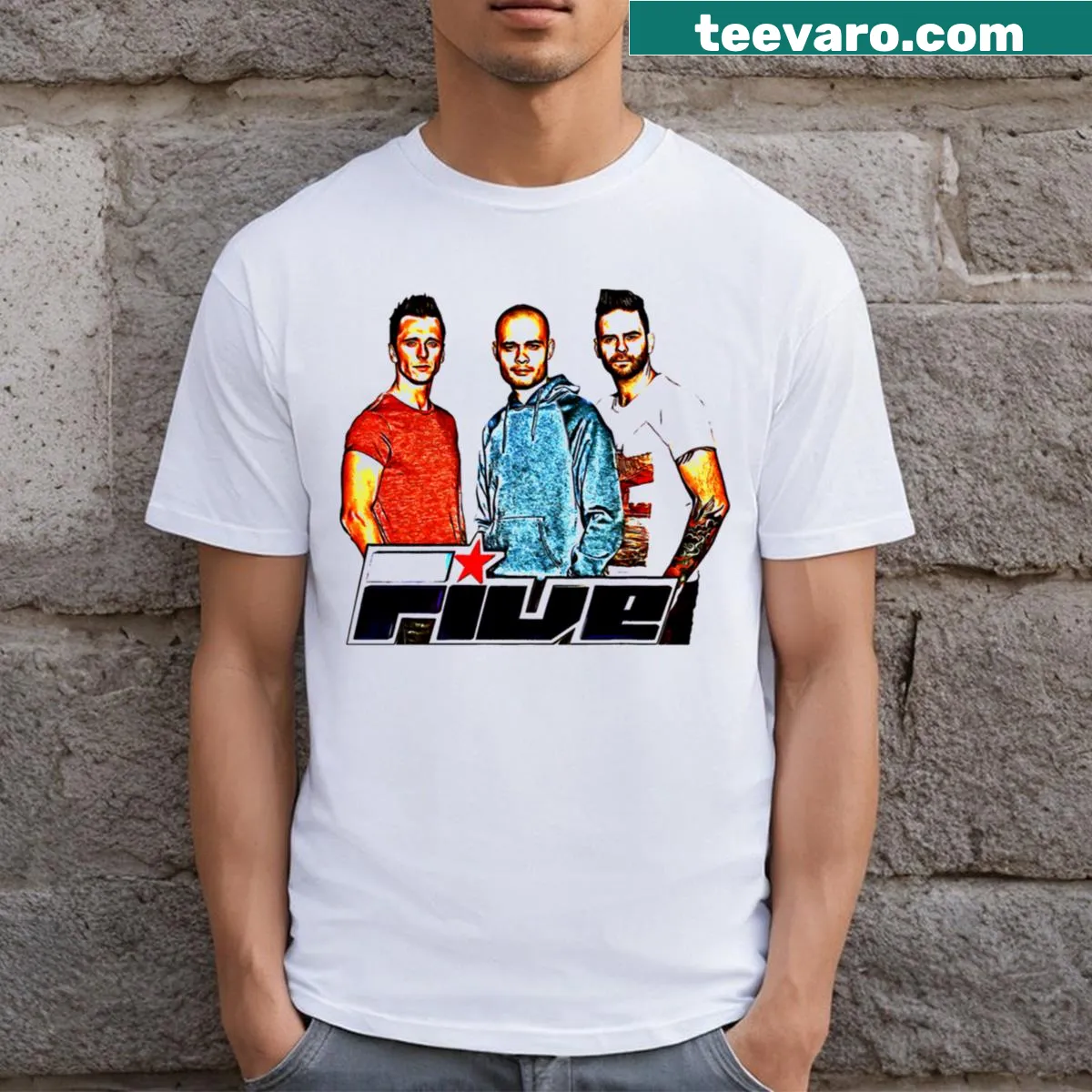 T-shirt with essential text celebrating boyband music culture — on a men's t-shirt
