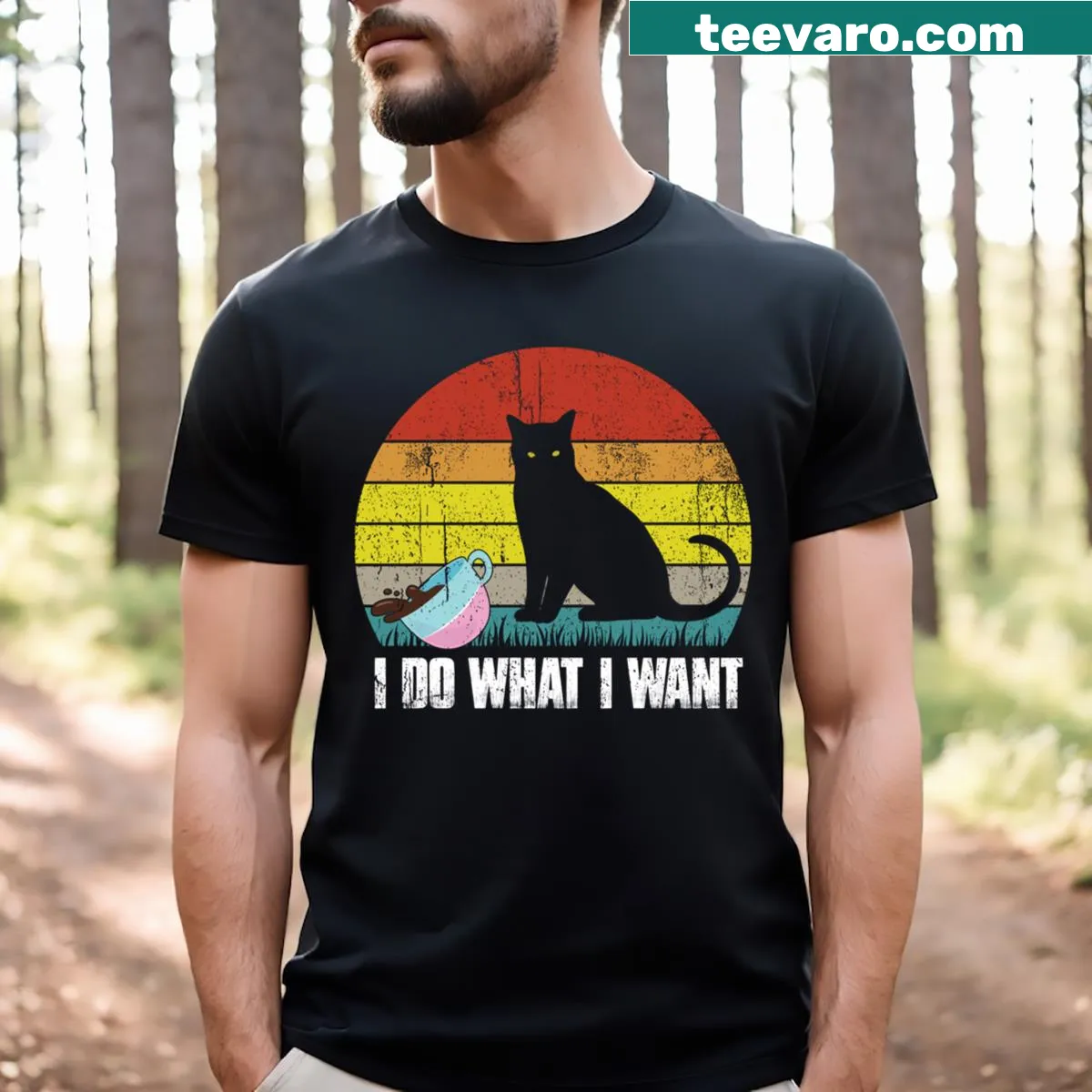Funny cat-themed T-shirt with the quote about cats — on a men's t-shirt