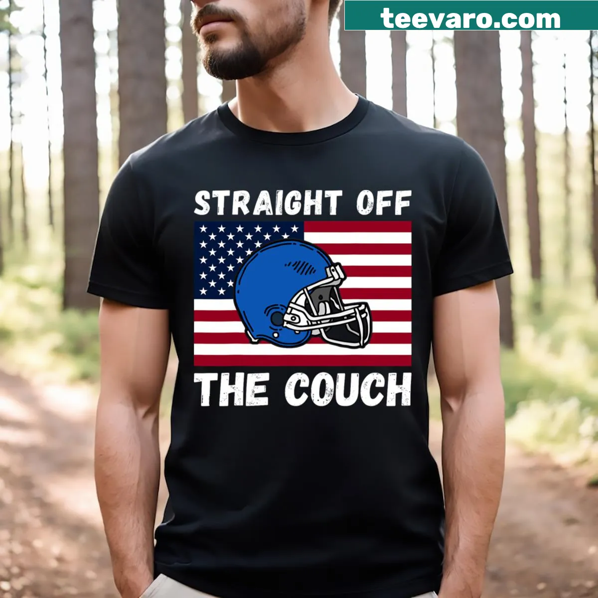 Funny offensive lineman joke t-shirt with bold text — on a men's t-shirt