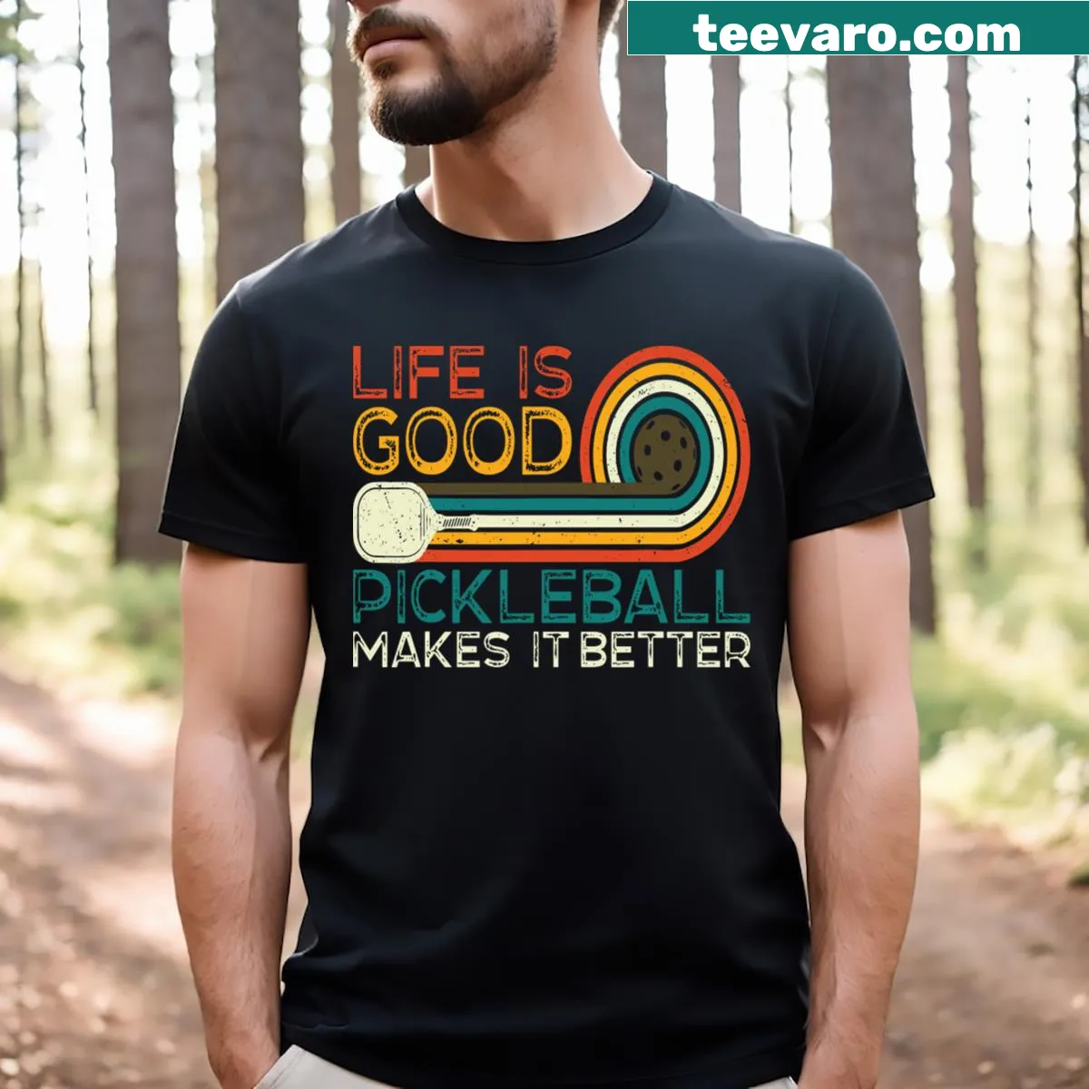 Funny pickleball graphic t-shirt with playful text — on a men's t-shirt