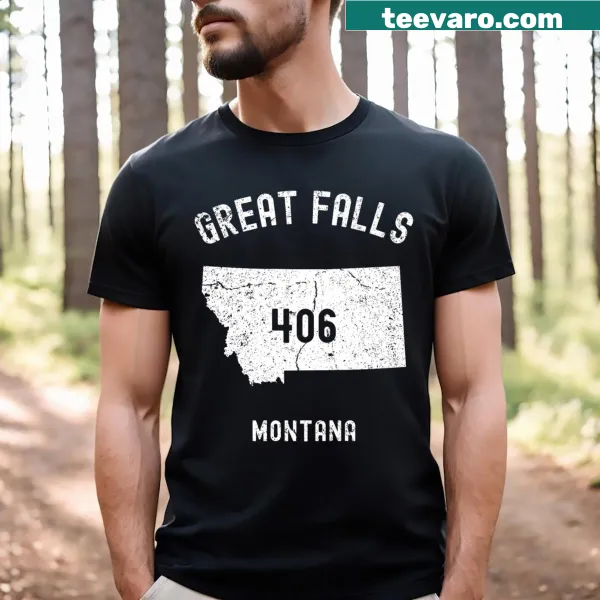 Vintage-style Great Falls Montana T-shirt featuring Mt 406 graphic