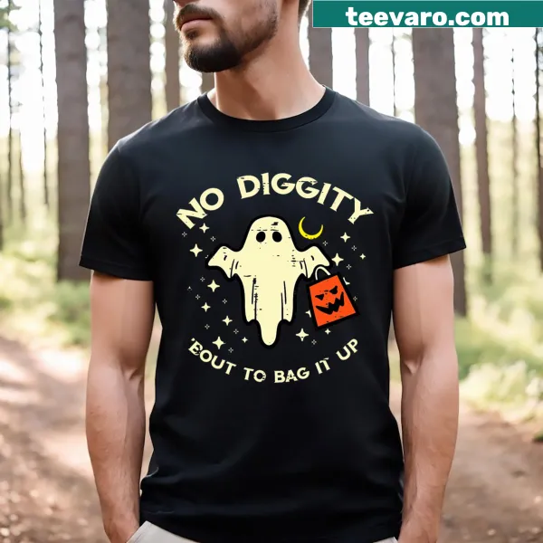 Fun Halloween ghost T-shirt with No Diggity phrase for kids