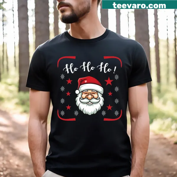 Text graphic 'Ho Ho Ho!' on a festive T-shirt