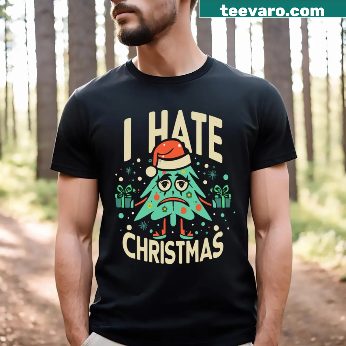 Sarcastic message about Christmas on a T-shirt — on a men's t-shirt